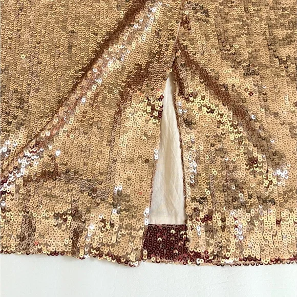 Sezane Magalia Skirt Sequined Midi Skirt Gold size 2 - Picture 7 of 16
